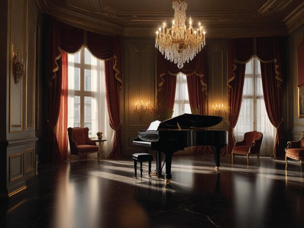 Фото В центре комнаты стоит роскошный декадентский бальный зал, излучающий богатство и расточительство.