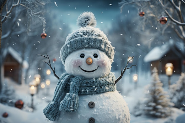 Фото Волшебная история о очаровательном снеговике, созданная ии