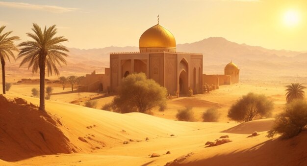 Фото Величественный золотистый пейзаж пророков на заднем плане