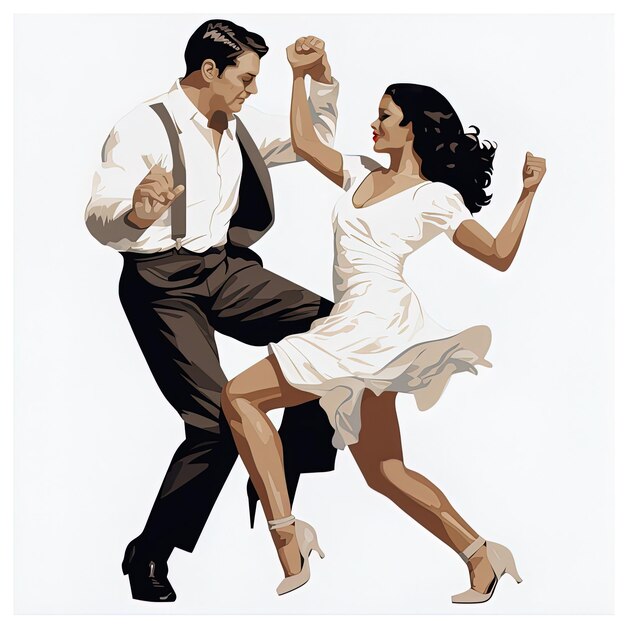 Фото a man and a woman are dancing in a white dress