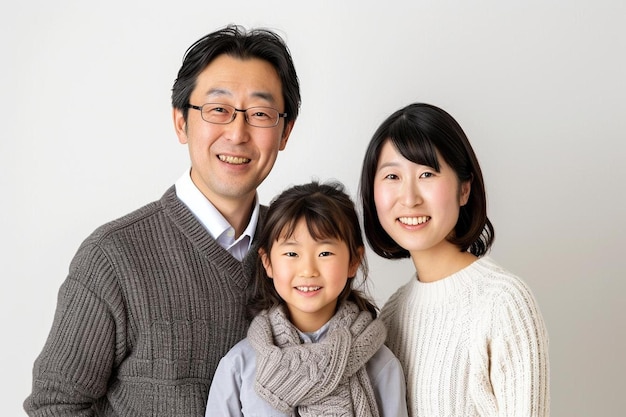 写真 男性と女性と子供が写真にポーズをとっている