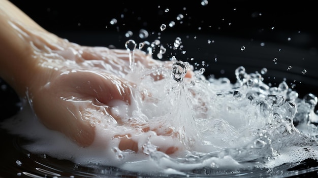 Фото Мужчина чистой рукой с водой, вид крупным планом