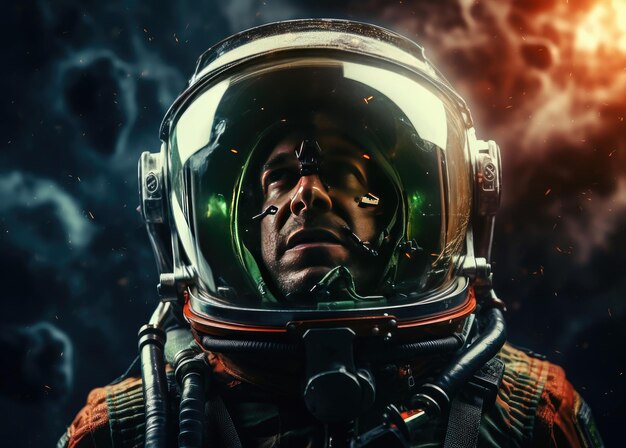 Фото Человек, плавающий в космосе перед планетой