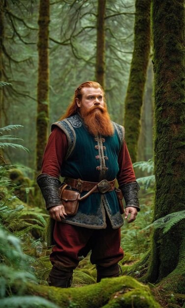 Фото Человек в лесу с бородой и мечом