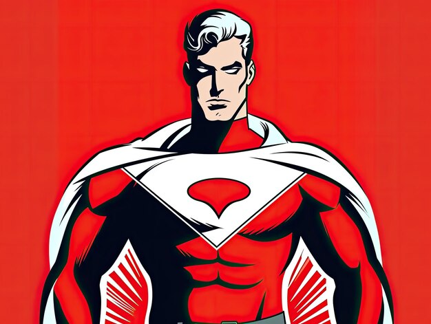 Фото Человек в красно-белом костюме супермена генеративный ии