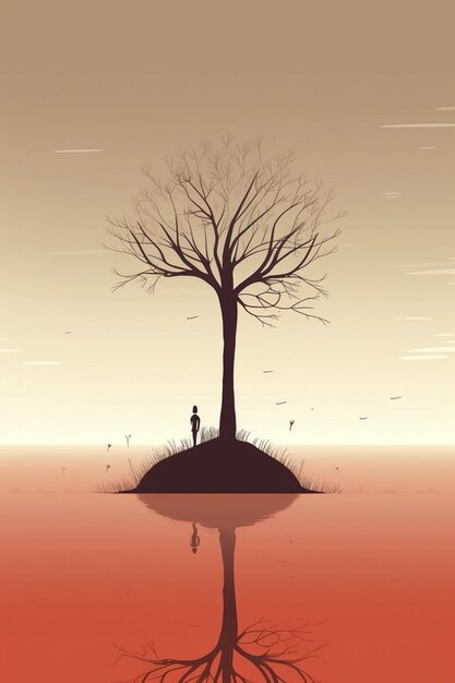 Фото Человек, стоящий перед деревом с небесным фоном