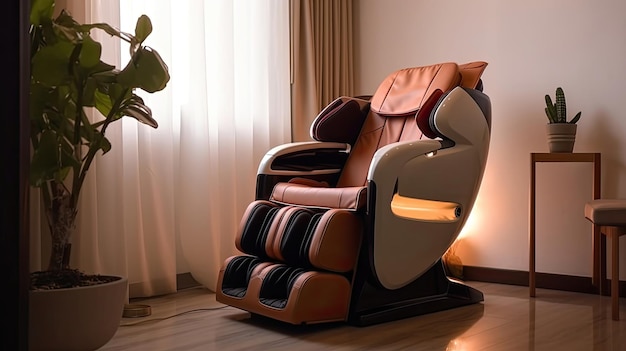 Фото Массажное кресло для всего тела для расслабления, облегчения боли и улучшения кровообращения, электрическое массажное кресло generative ai