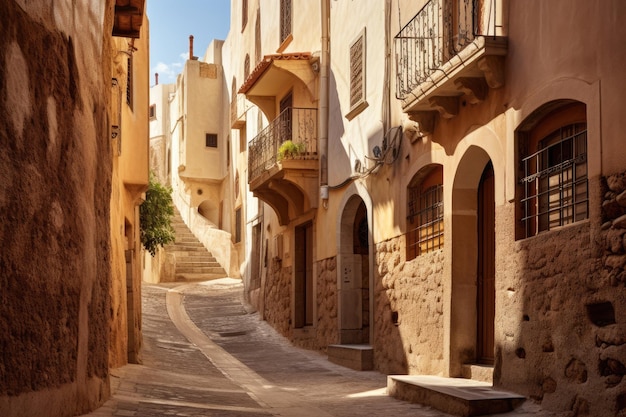 Фото Лабиринт узких улиц в средиземноморском городе ай
