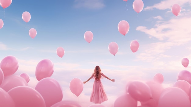 Фото Завораживающее путешествие в волшебный мир кукла в розовом платье генеративный ии