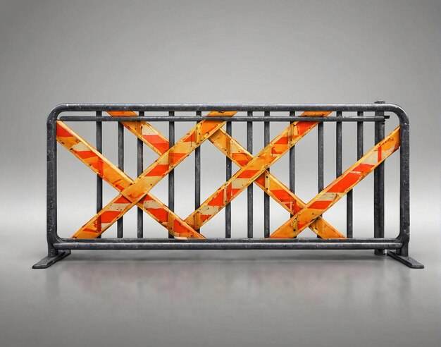 Фото Металлический забор с оранжевой и желтой геометрией