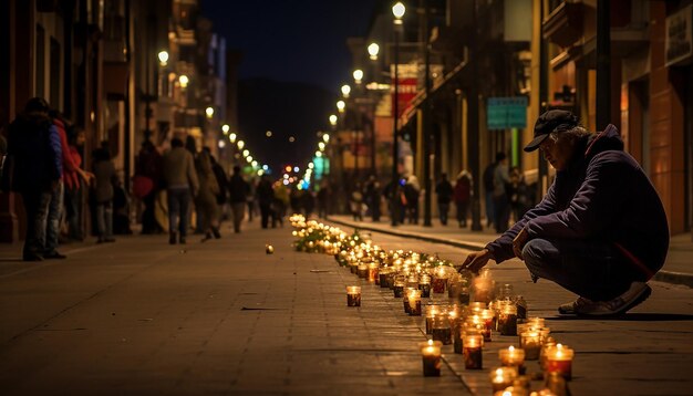 사진 부고타 의 대도시 도시 전기 가 없는 도시 사람 들 은  ⁇ 불 과  ⁇ 드 랜터 를 켜고 있다