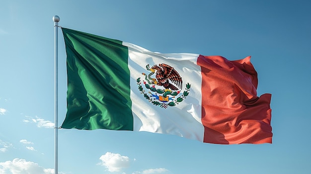 Фото Мексиканский флаг грациозно размахивает на обоях