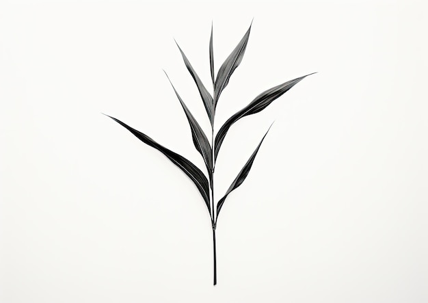 Фото Минималистская композиция, состоящая из одного кукурузного стебля на ярко-белом фоне.