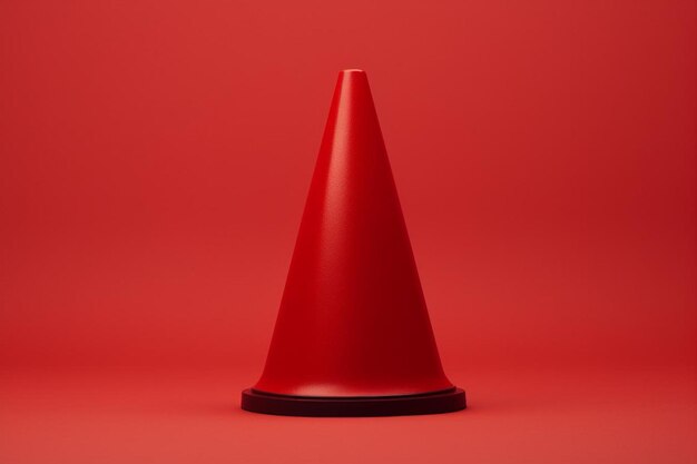 写真 a_minimalist_red_traffic_cone_against_a_red_r_83_block_1_1jpg