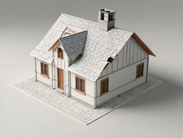 写真 煙突と煙突のある家のモデル