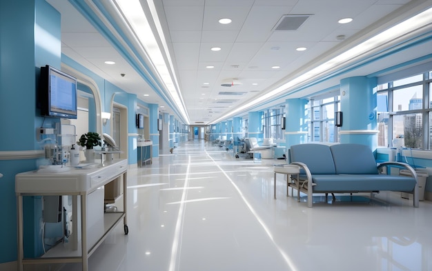 写真 モダンで清潔感のある病院の廊下