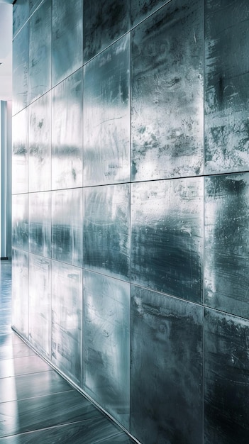 Фото Современный коридор с металлическими стенами и полом
