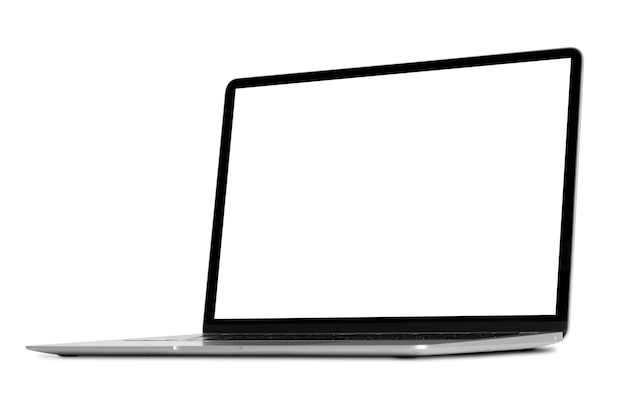 写真 白い背景の上の現代のラップトップ コンピューター