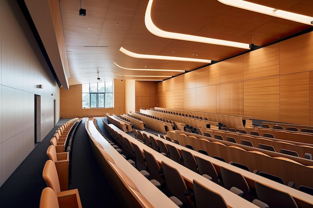 Фото Современный лекционный зал с современным дизайном и минималистской эстетикой, созданный с помощью генеративного ии.