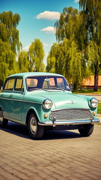 사진 모스크비치 소련 자동차 멘톨 색상 오래된 레트로 자동차