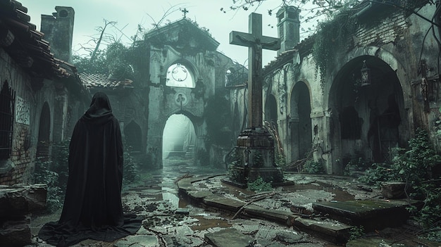 Фото Заброшенный монастырь с рушащимися монастырями