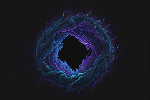 Фото Неоновый дым на заднем плане, освещенный радужным фиолетовым телом huesa портал в другое измерение