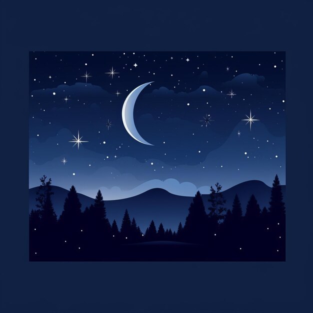 사진 반달과 별이 있는 밤하늘