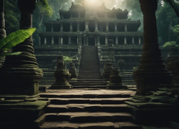 写真 古いカンボジアの恐怖の寺院