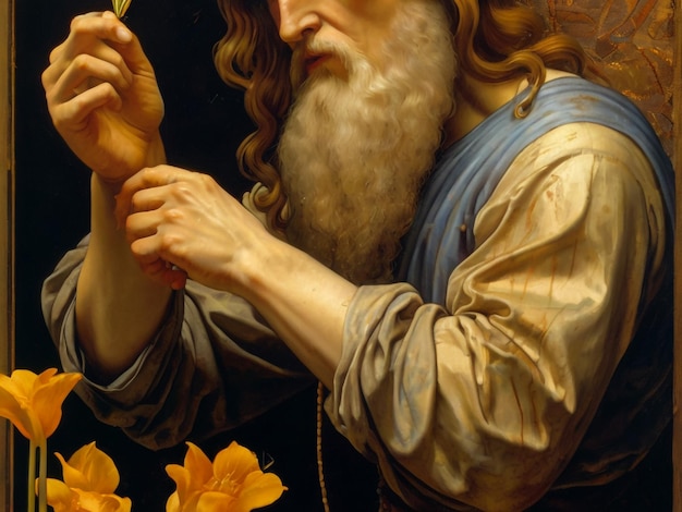 Фото Картина иисуса с ложкой в руках