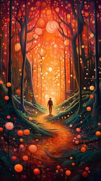 A_painting_of_A_person_walking_on_a_path