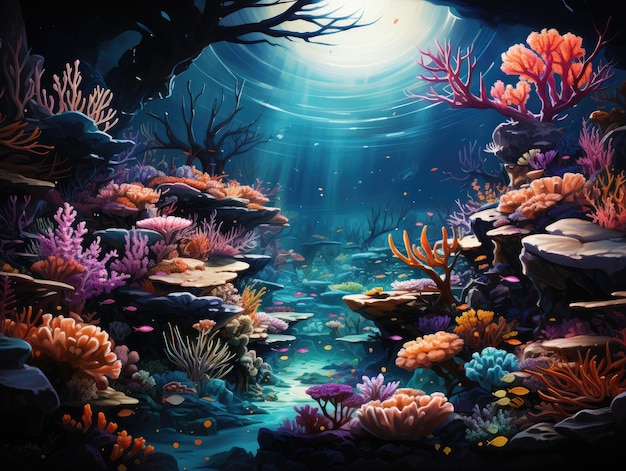写真 水中のサンゴの絵画 ジェネレーティブ・ai