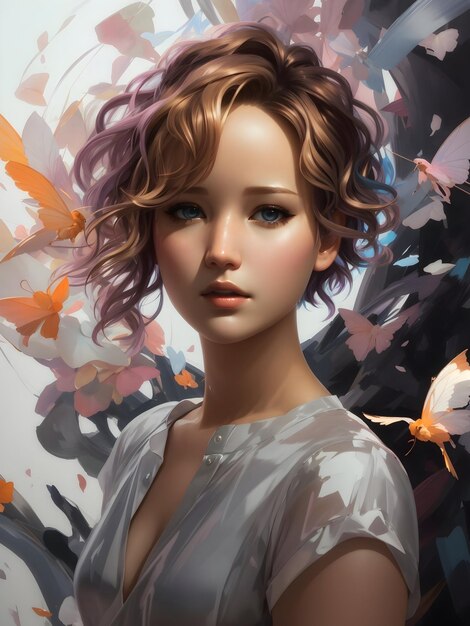 a_painting_of_Jennifer_Lawrence_with_Pixie_hair_