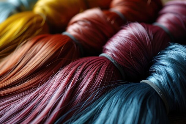 写真 a palette showcasing a variety of dyed hair colors closeup view