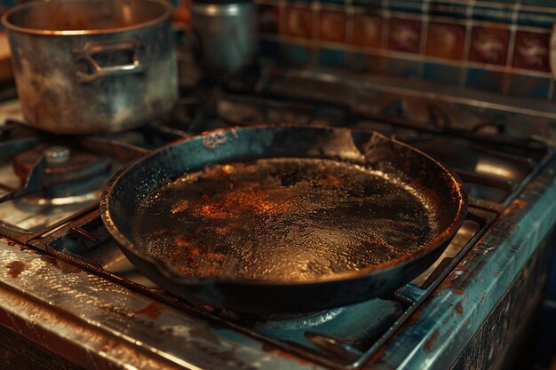 写真 a pan with the number 1 on it is cooking in a pan