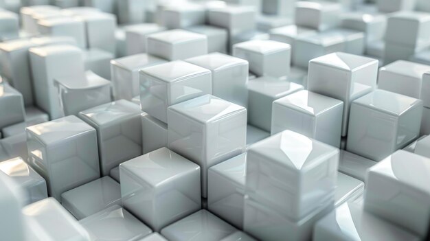 写真 3dキューブのパターン 白い正方形の抽象モザイク
