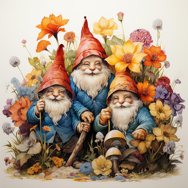 a_pencil_raw_of_a_garden_gnomes_sitting_in_a_fiel