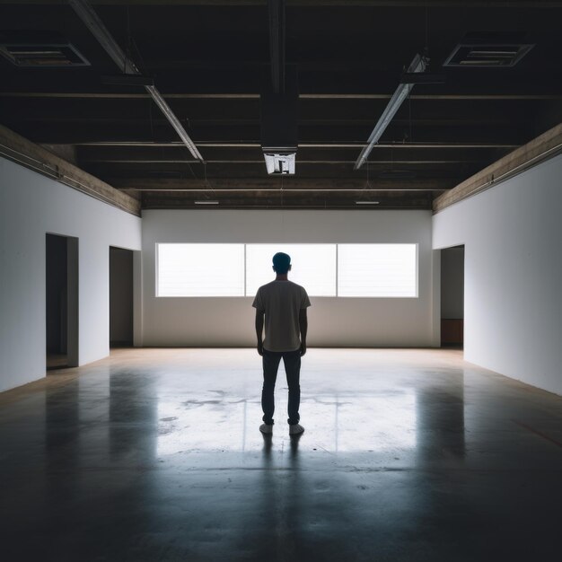 写真 空の部屋に立っている人