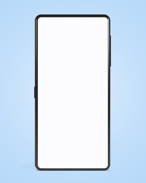 Фото Телефон с пустым белым экраном 3d иллюстрация