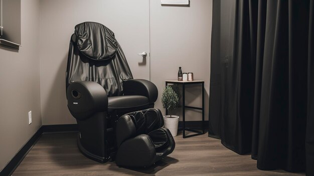 Фото Фото массажного кресла в салоне красоты с халатами и тапочками клиентов