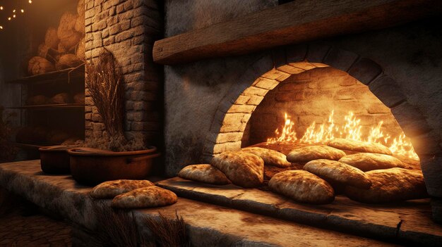 Фото Фотография хлебной печи с ревущим огнем