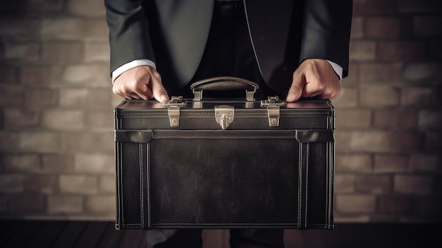 Фото Фотография бизнесмена с портфелем, добившегося финансового успеха