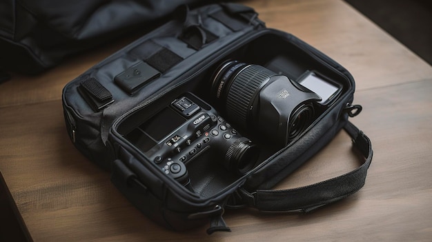 사진 a photo of a camera bag with accessories