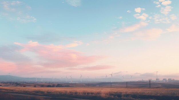 写真 日の出の背景の柔らかい暖かい照明の田舎のスカイラインの写真