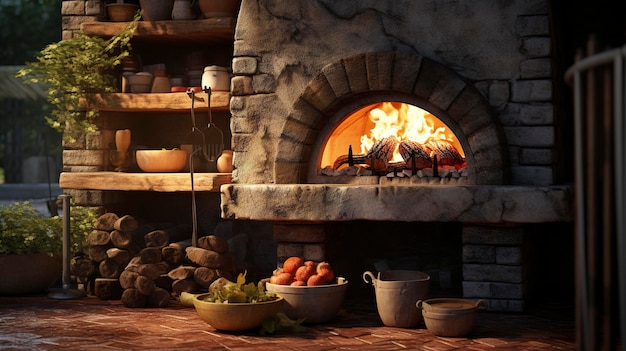 Фото Фото деревенской печи для пиццы на дровах
