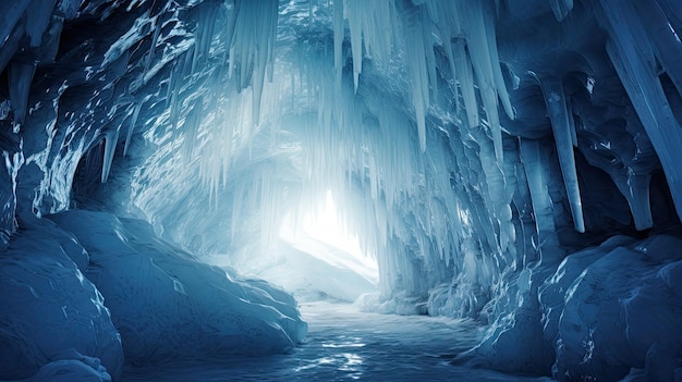 写真 超現実的な氷の洞窟の写真 ⁇ 輝く氷の背景