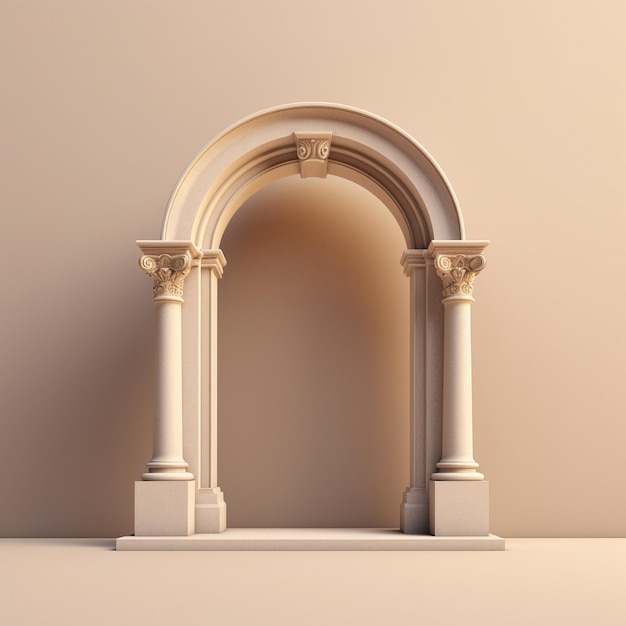 Фото Фотография арки с колоннами и светлым фоном.