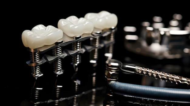 写真 歯科インプラント手術ガイドとテンプレートの精度と詳細を示す写真