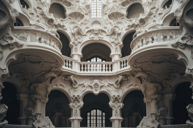 Фото Картина большого здания с многочисленными арками и окнами это универсальное изображение может быть использовано для изображения архитектурного дизайна исторических достопримечательностей или городских пейзажей