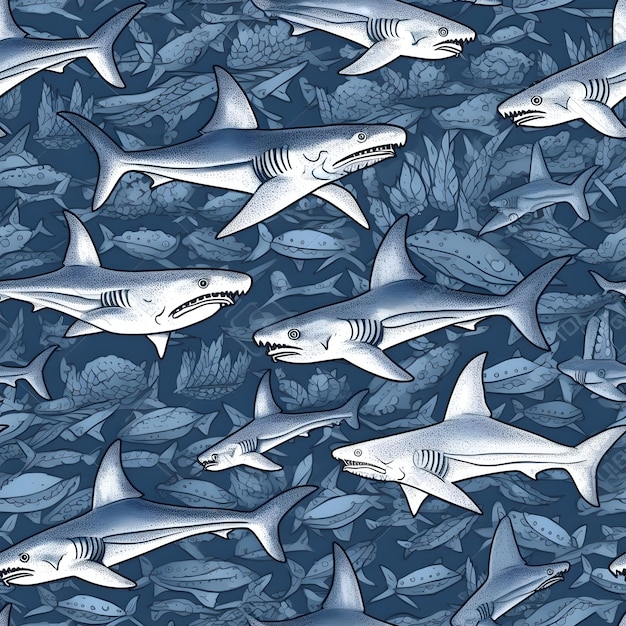 Фото Картина акулы и рыбы со словами 