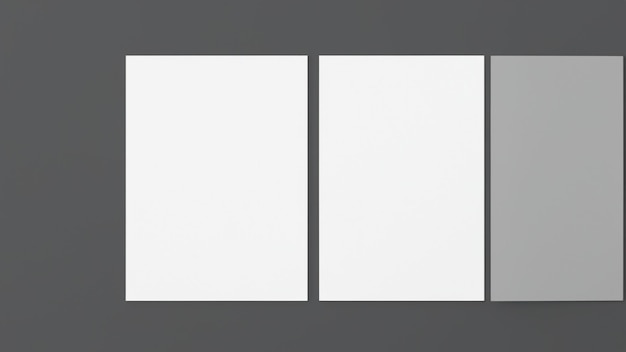 写真 空白の白い背景を持つ 3 つの空白の白い紙の画像。
